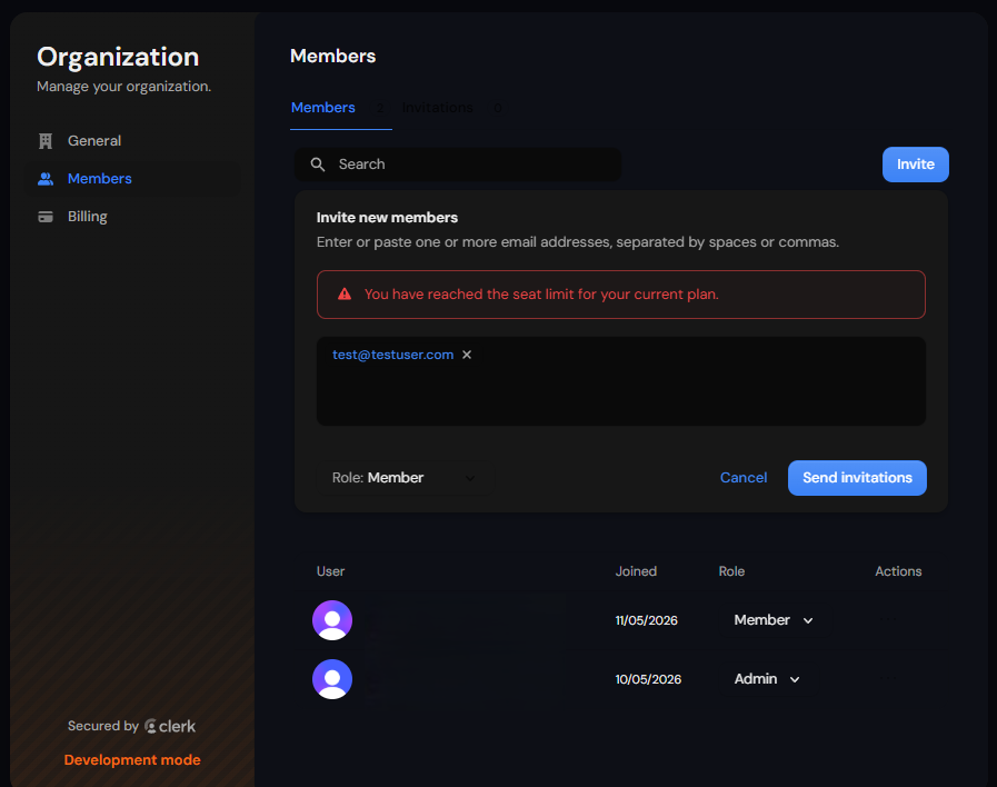 User management — at member limit
