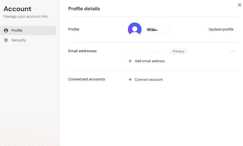 Manage account