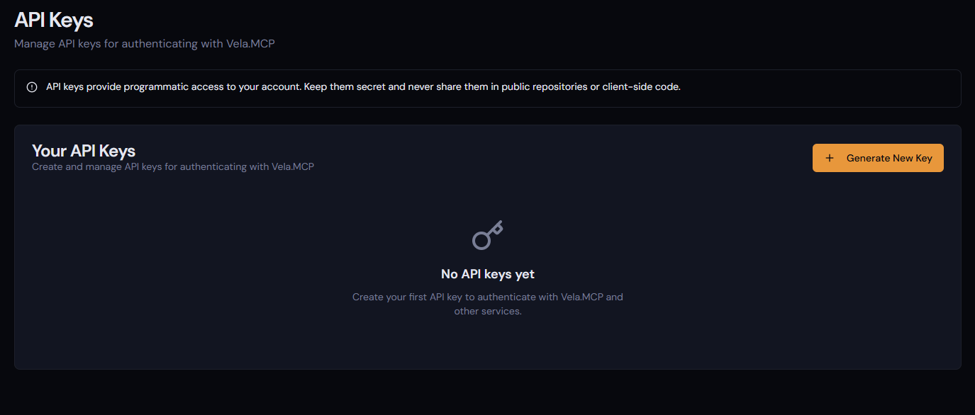 API Keys list